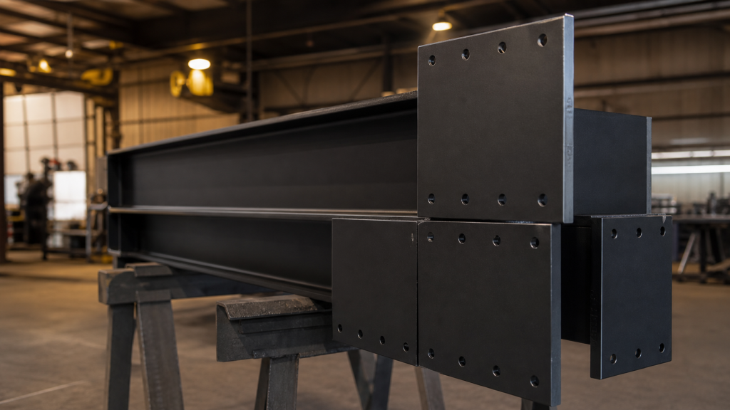 Commercial steel structure prepared for powder coating
