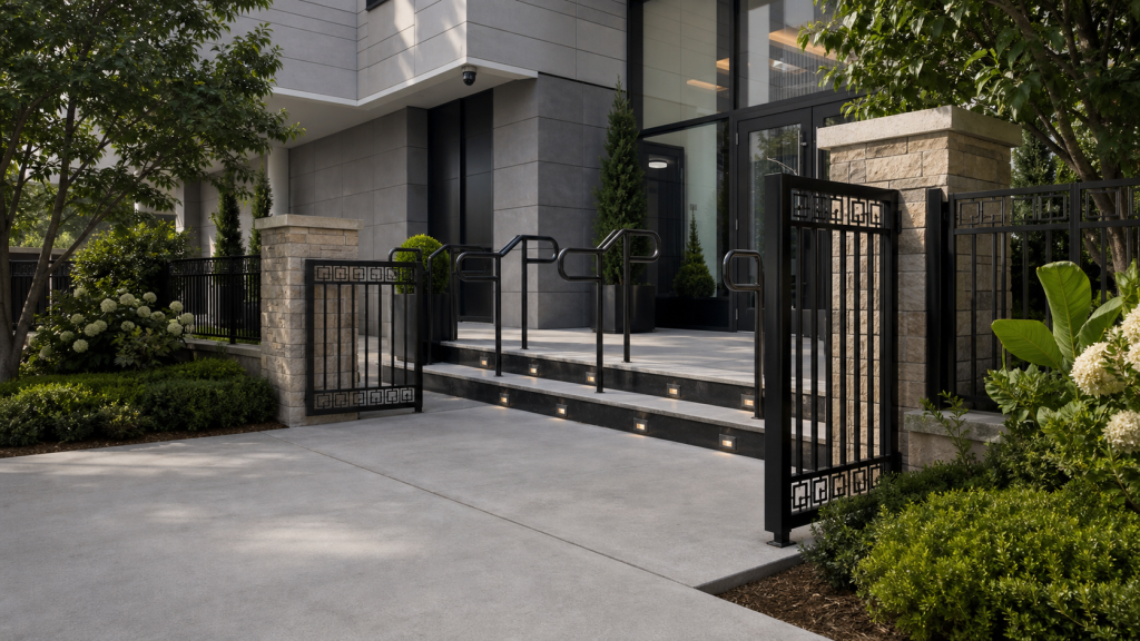 Powder coated residential metal railing